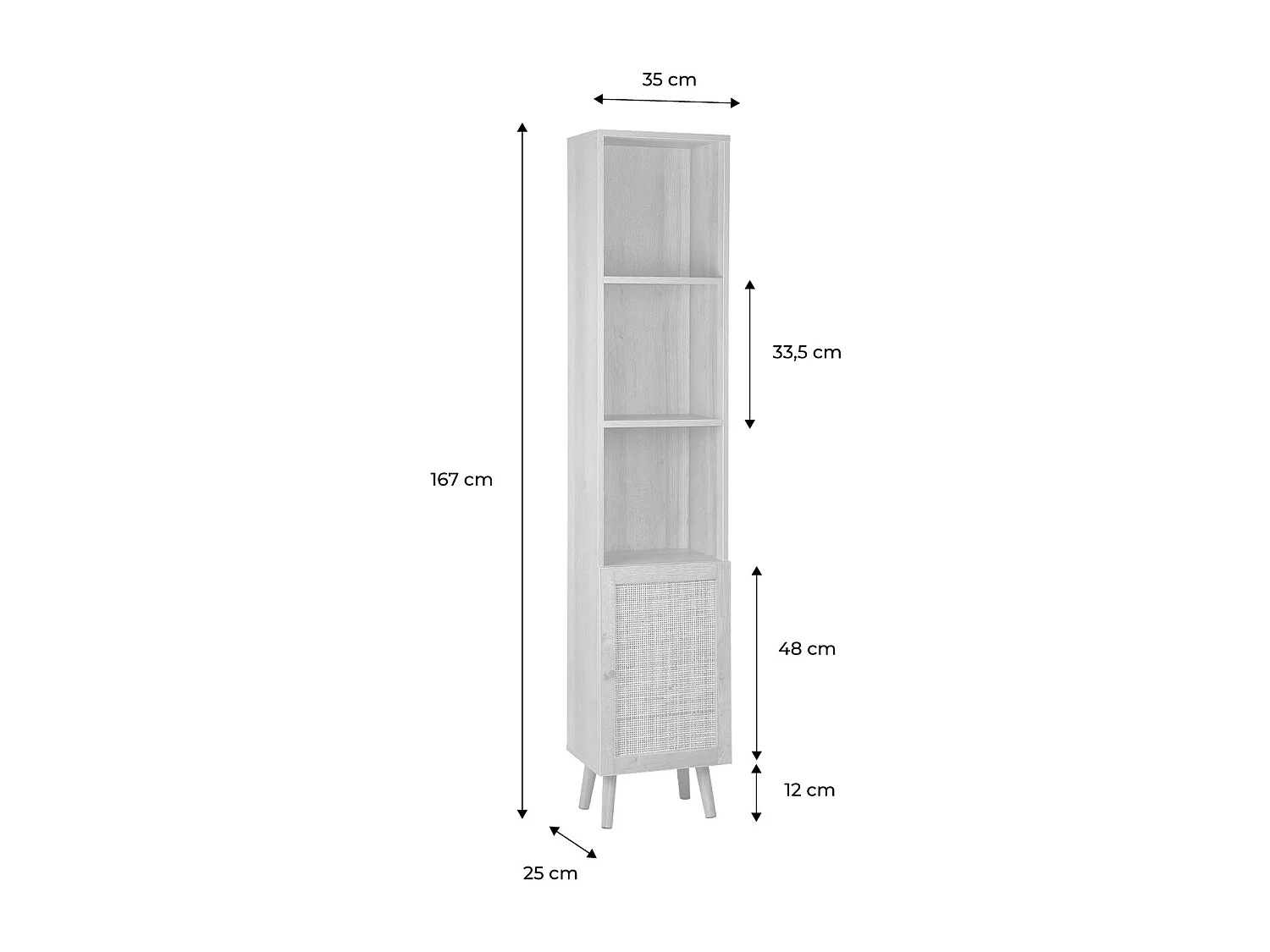 Colonne de rangement pour salle de bain. Bohème. L 35 x P 25 x H 167cm