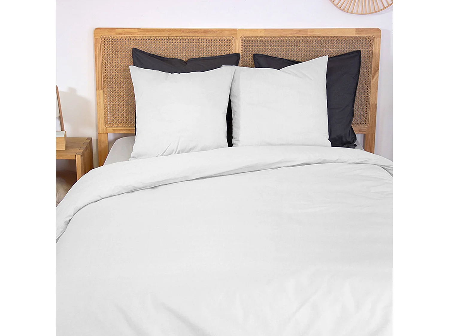 Biancheria da letto in percalle di cotone bianco