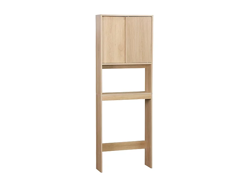 Estantería / mueble wc escandinavo decorado en madera natural