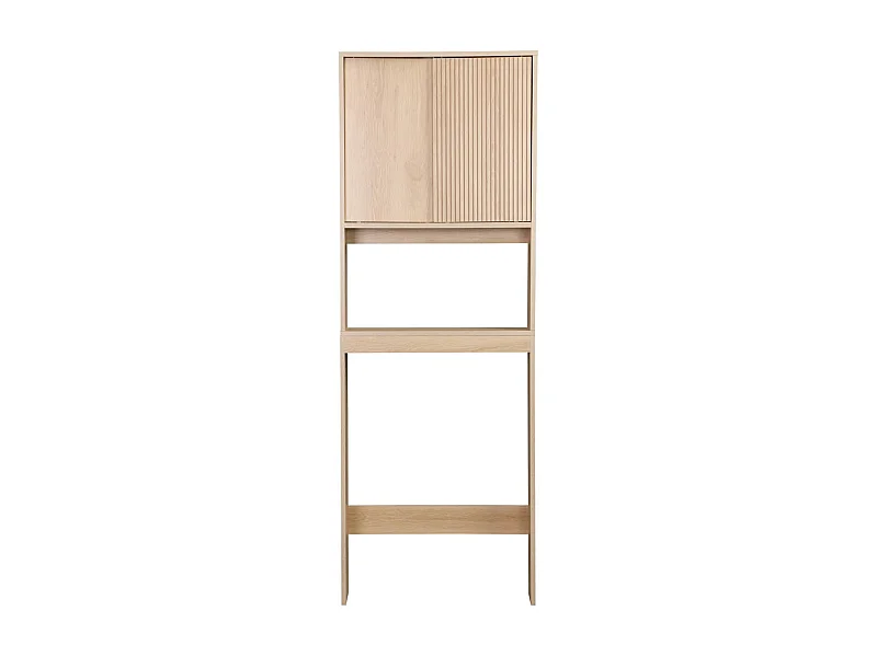 Estantería / mueble wc escandinavo decorado en madera natural