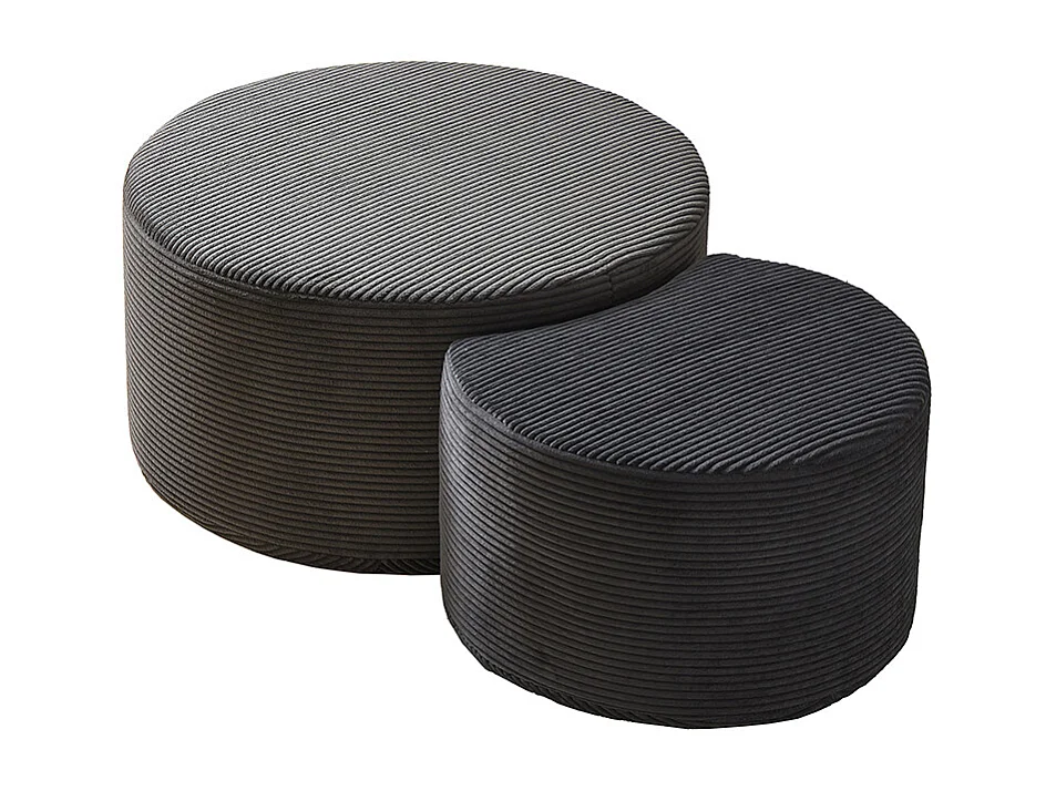Tables basses salon 2 pièces ensemble rondes rembourrées modernes mousse double usage table dappoint pouf sans assemblage noir