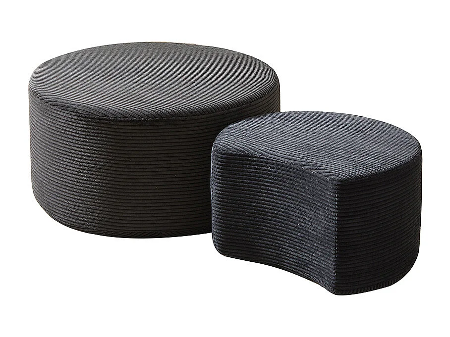 Tables basses salon 2 pièces ensemble rondes rembourrées modernes mousse double usage table dappoint pouf sans assemblage noir