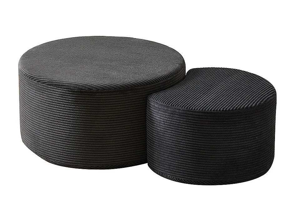Tables basses salon 2 pièces ensemble rondes rembourrées modernes mousse double usage table dappoint pouf sans assemblage noir