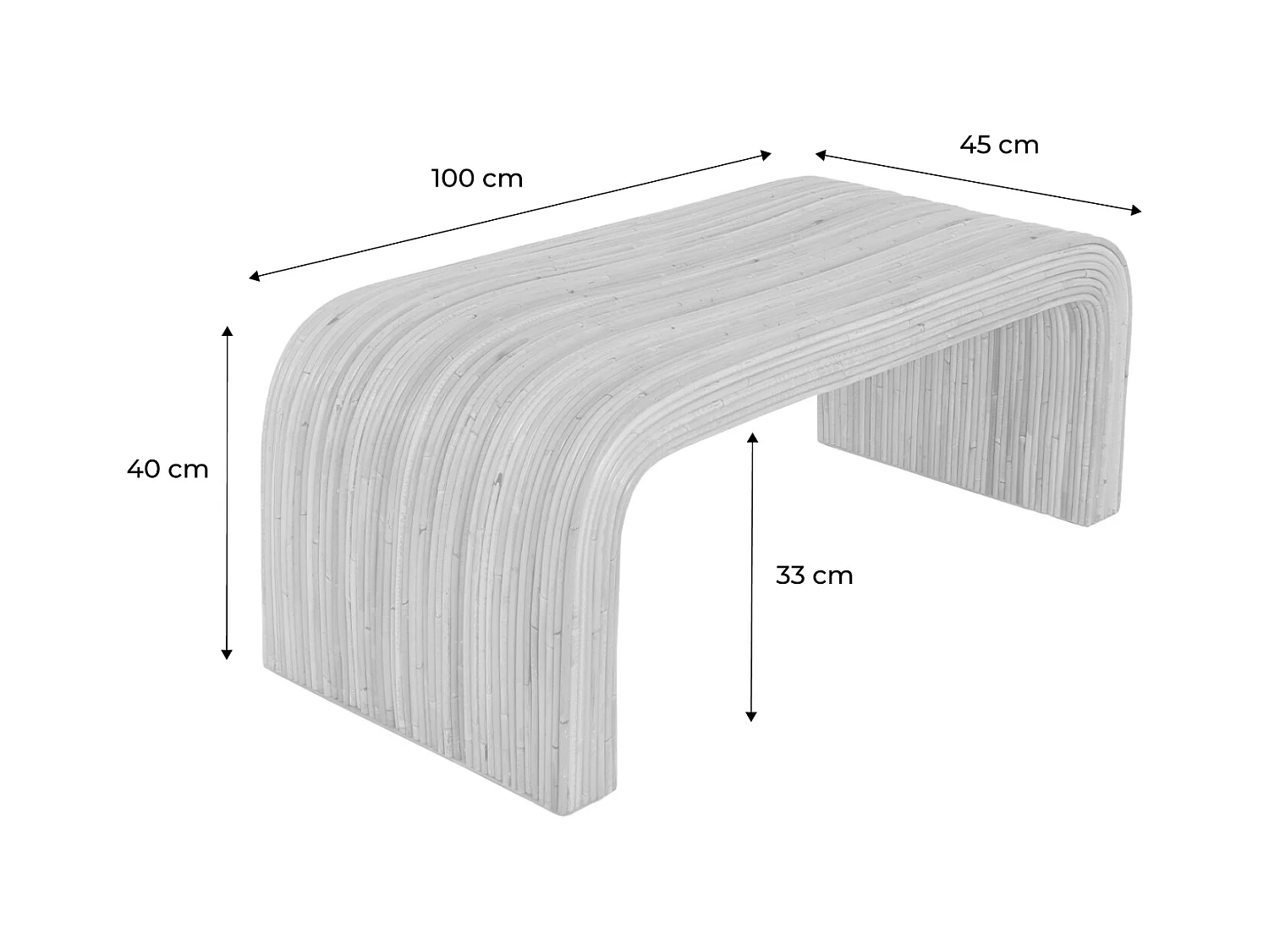 Panca, fine letto in rattan naturale, 100cm, marrone naturale