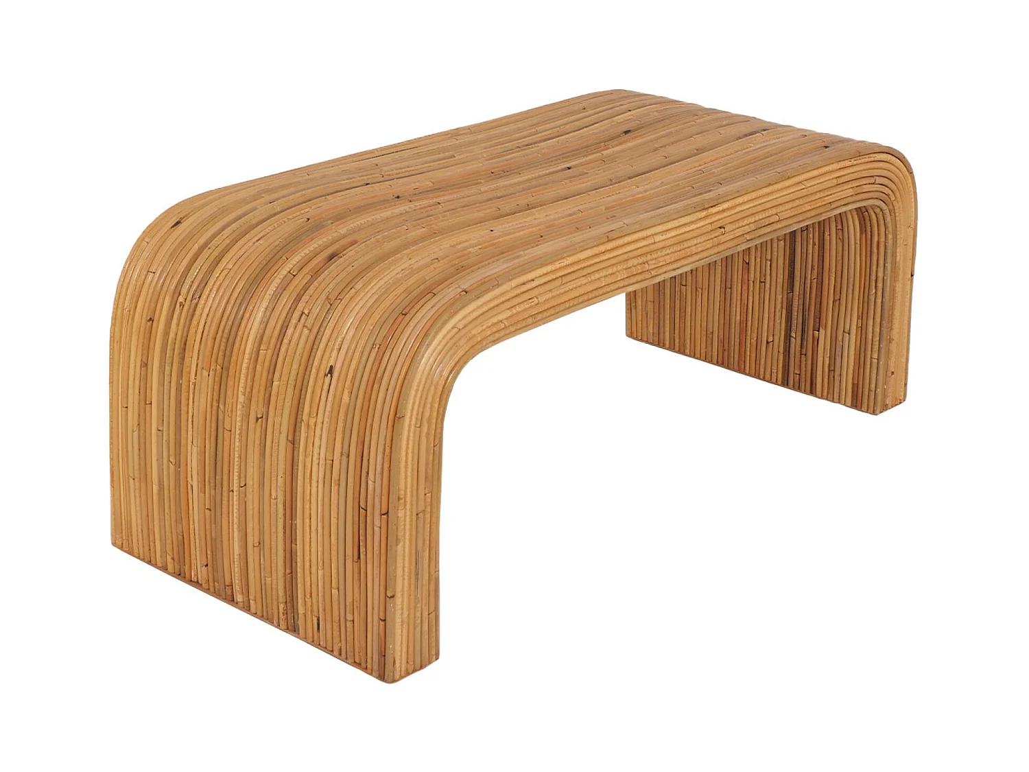 Banc. bout de lit en rotin naturel. 100cm. bords arrondis. L 100 x P 45 x H 40cm
