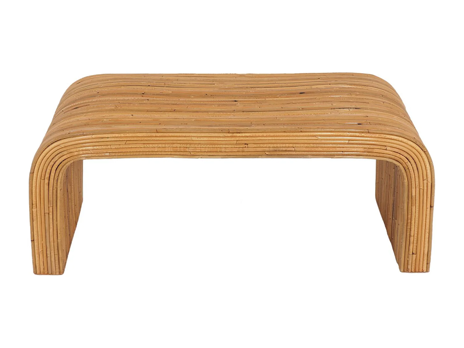 Banc. bout de lit en rotin naturel. 100cm. bords arrondis. L 100 x P 45 x H 40cm