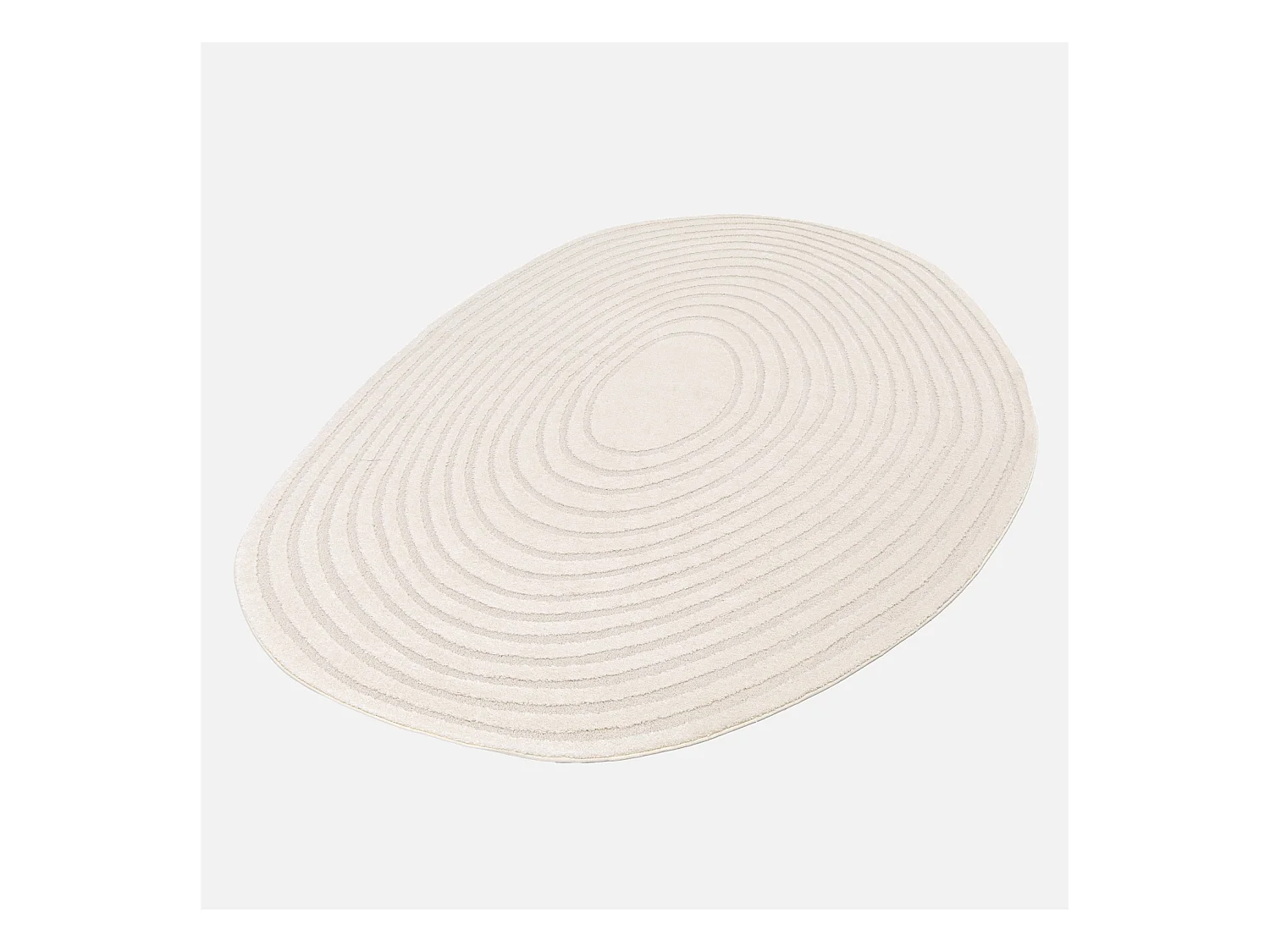 Tappeto interno forma di ciottolo motivo circolare crema, crema