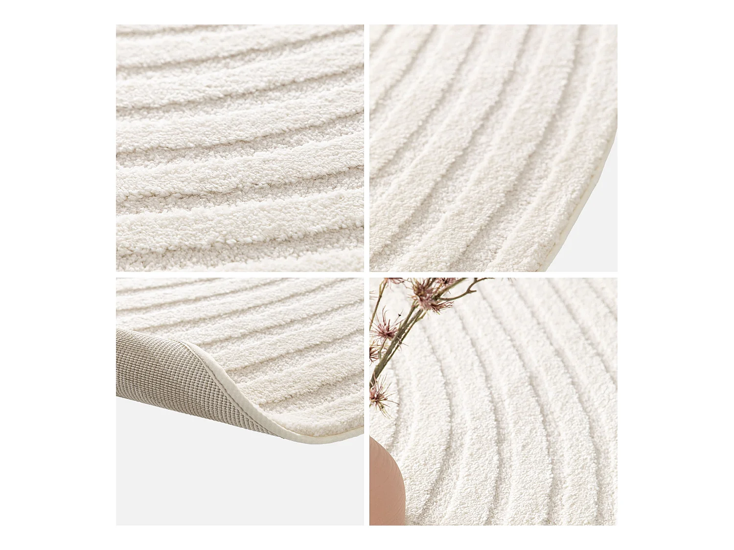 Tappeto interno forma di ciottolo motivo circolare crema, crema