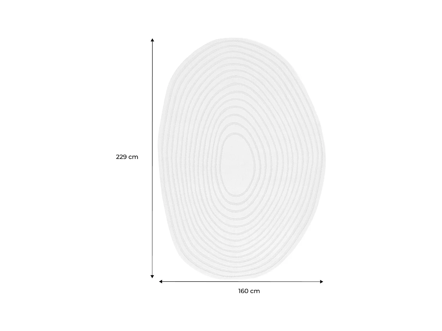 Tappeto interno forma di ciottolo motivo circolare crema, crema