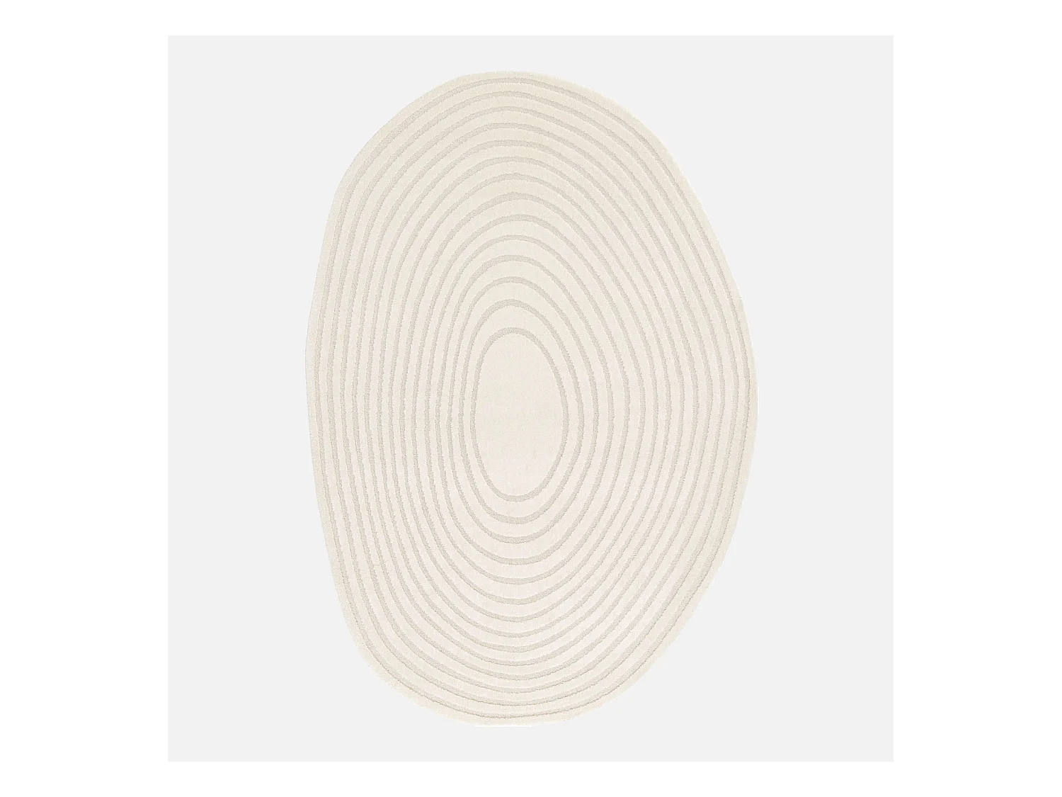Tapis intérieur forme de galet motif circulaire crème Amanda 160x230cm