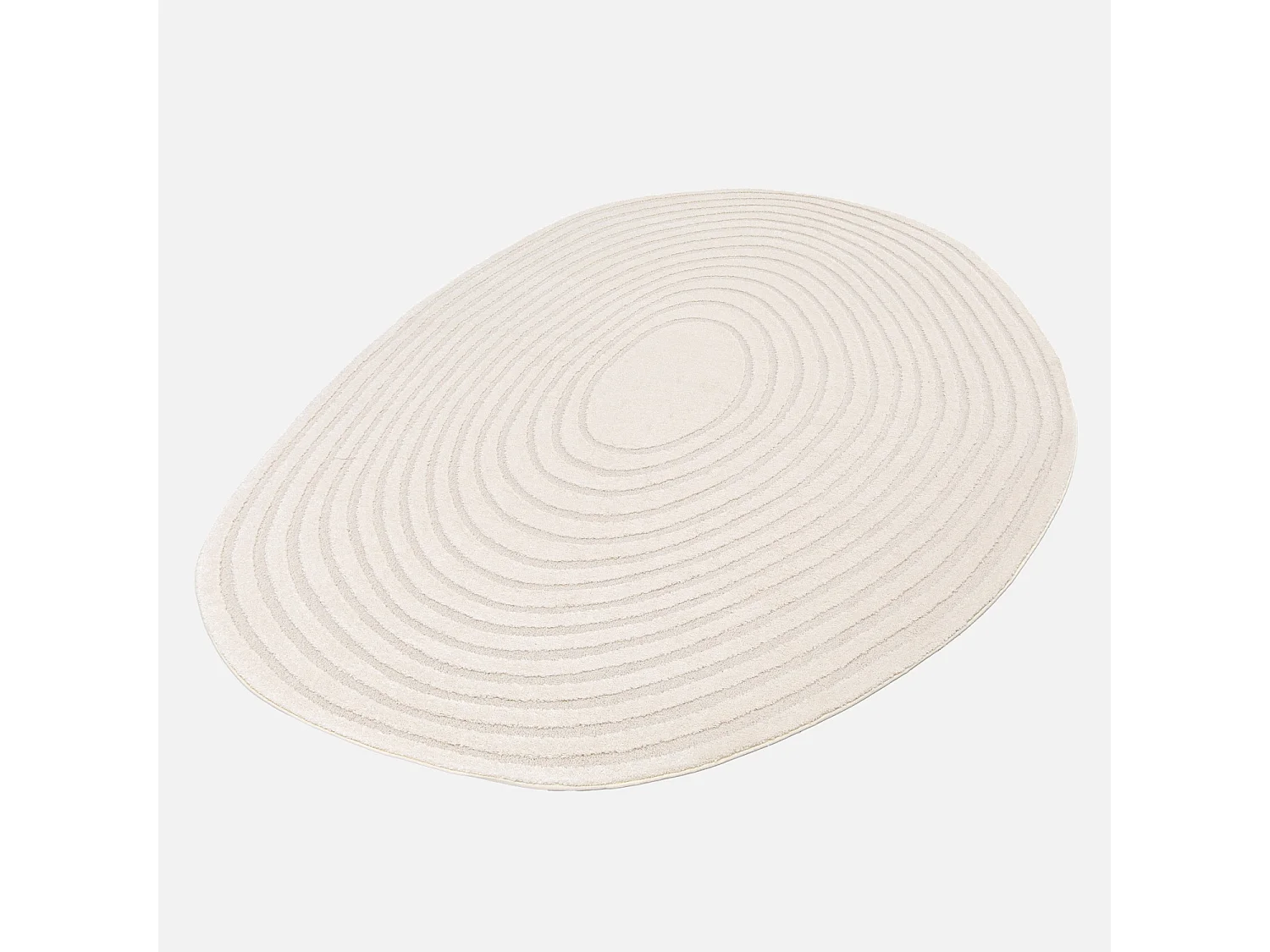 Tapis intérieur forme de galet motif circulaire crème Amanda 160x230cm