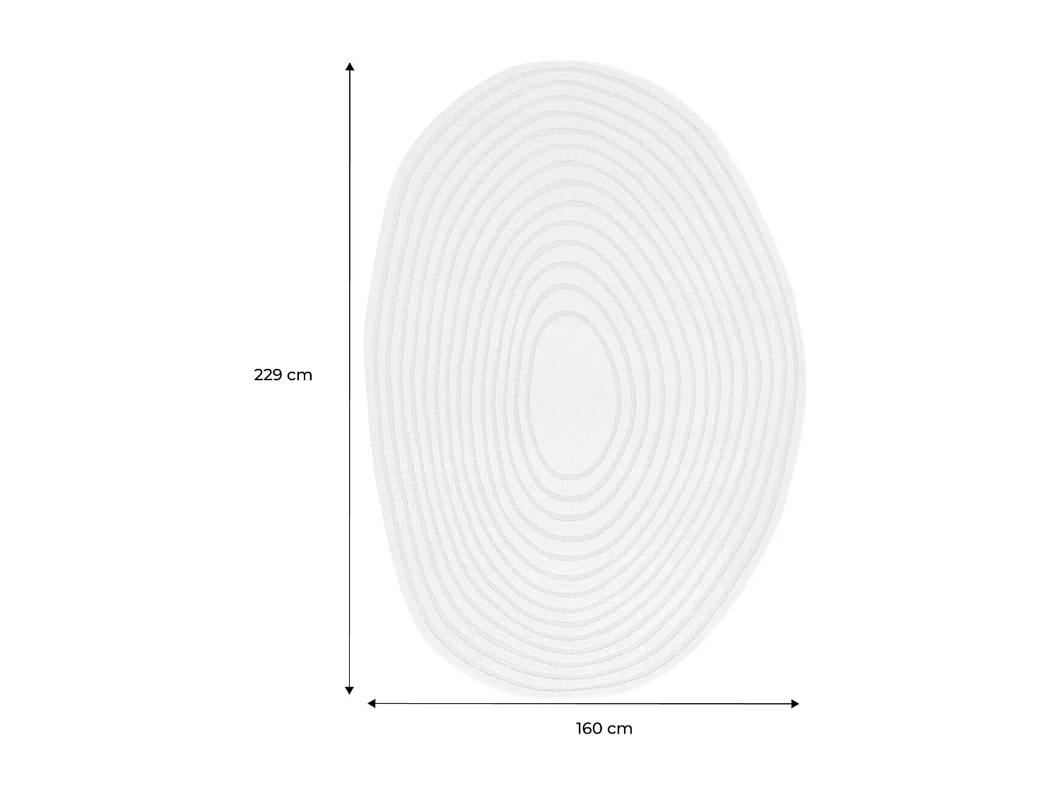 Tapis intérieur forme de galet motif circulaire crème Amanda 160x230cm