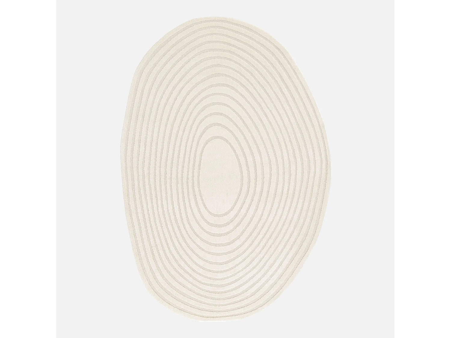 Tapis intérieur forme de galet motif circulaire crème Amanda 160x230cm