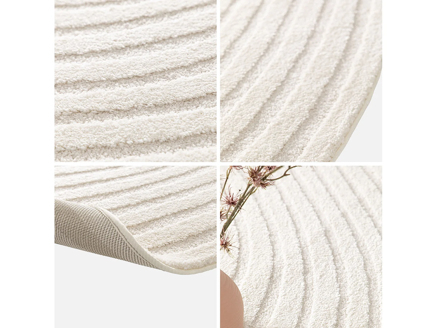 Tapis intérieur forme de galet motif circulaire crème Amanda 160x230cm