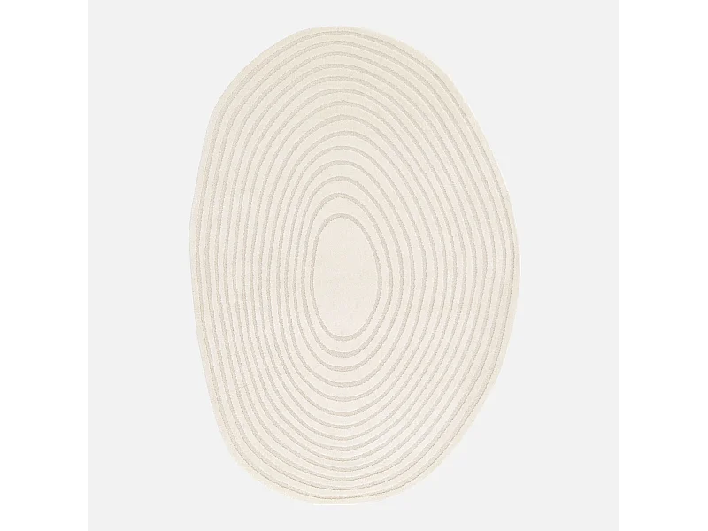 Tapis intérieur forme de galet motif circulaire crème Amanda 160x230cm