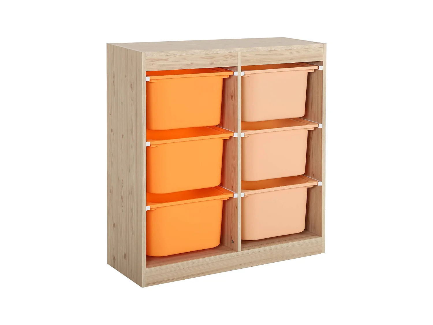 Meuble de rangement enfant 6 bacs de rangement en plastique orange pêche - Sora