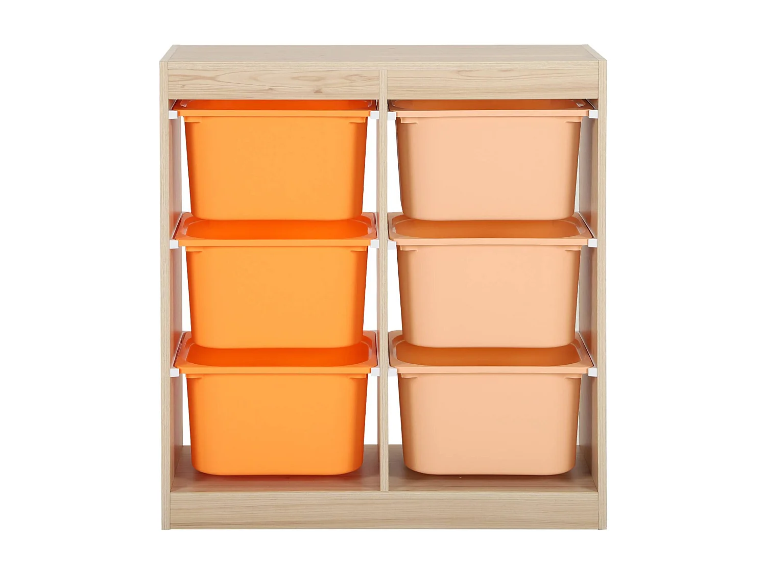 Meuble de rangement enfant 6 bacs de rangement en plastique orange pêche - Sora