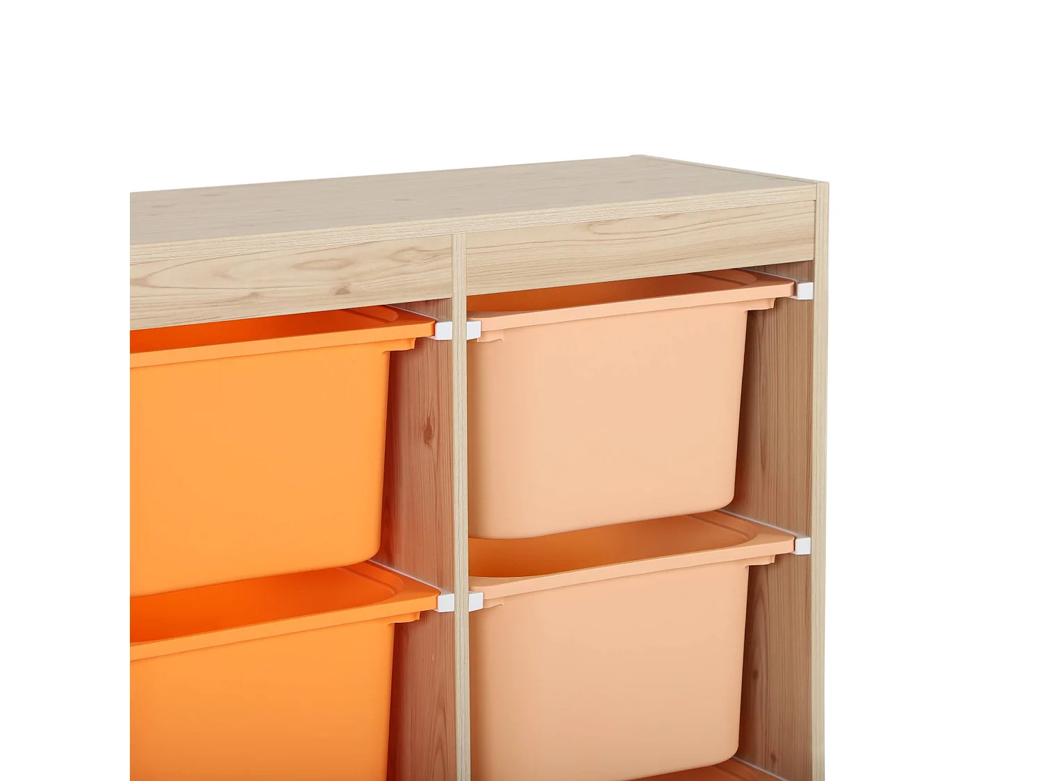 Meuble de rangement enfant 6 bacs de rangement en plastique orange pêche - Sora