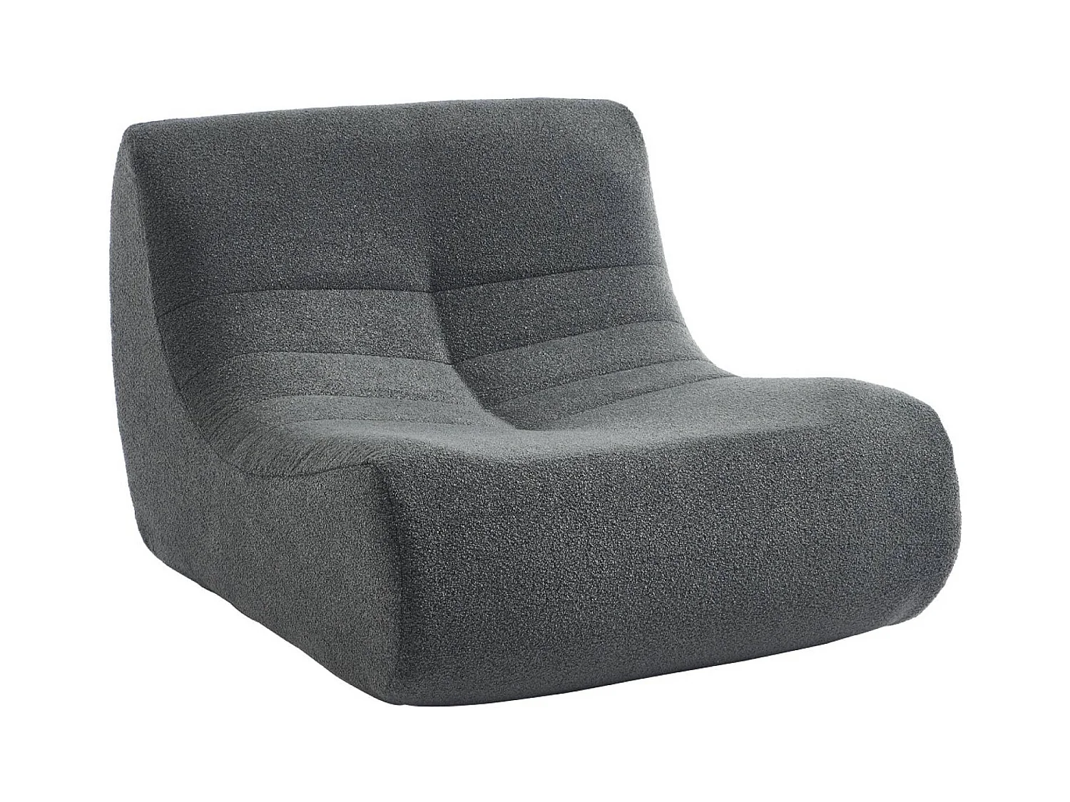 Fauteuil chauffeuse en bouclette texturée anthracite style contemporain 1 place