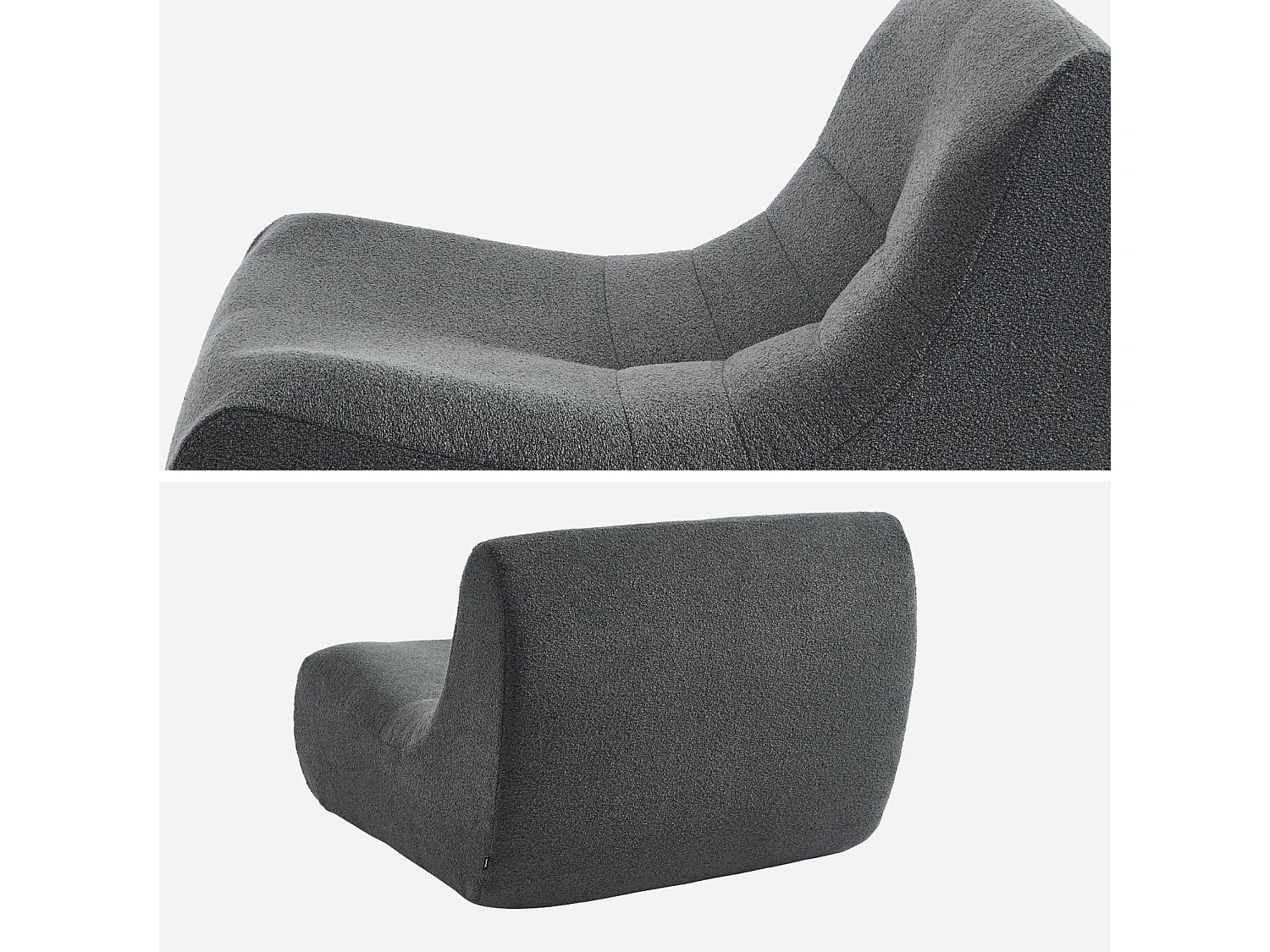 Fauteuil chauffeuse en bouclette texturée anthracite style contemporain 1 place
