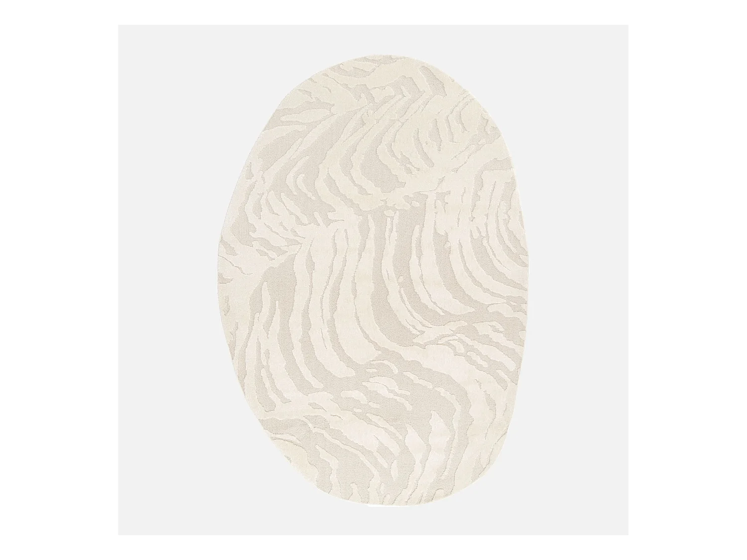 Tappeto interno a forma di ciottolo con rilievo crema, crema