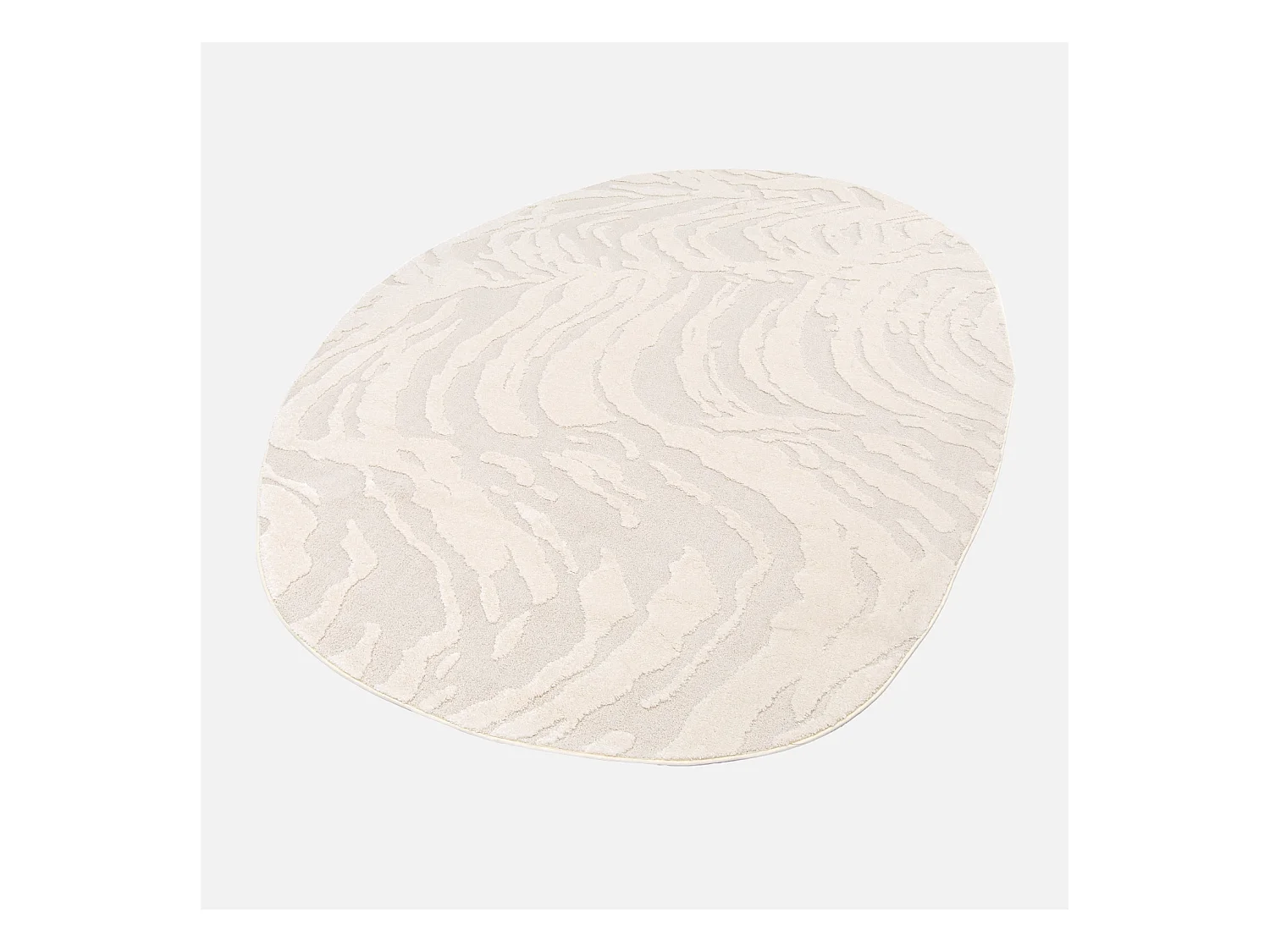 Tappeto interno a forma di ciottolo con rilievo crema, crema