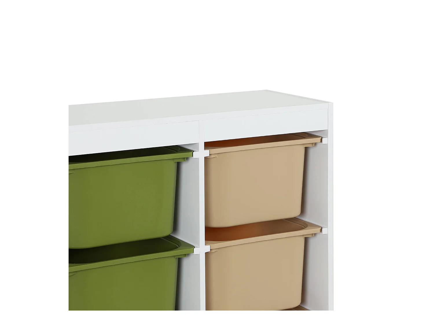Meuble de rangement enfant 6 bacs de rangement en plastique vert olive taupe - Sora
