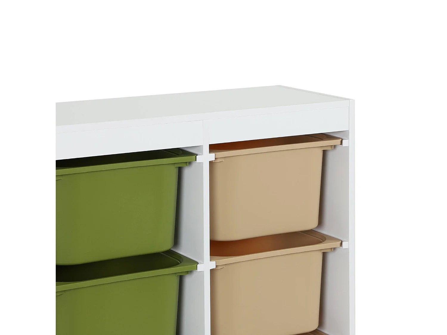 Meuble de rangement enfant 6 bacs de rangement en plastique vert olive taupe - Sora