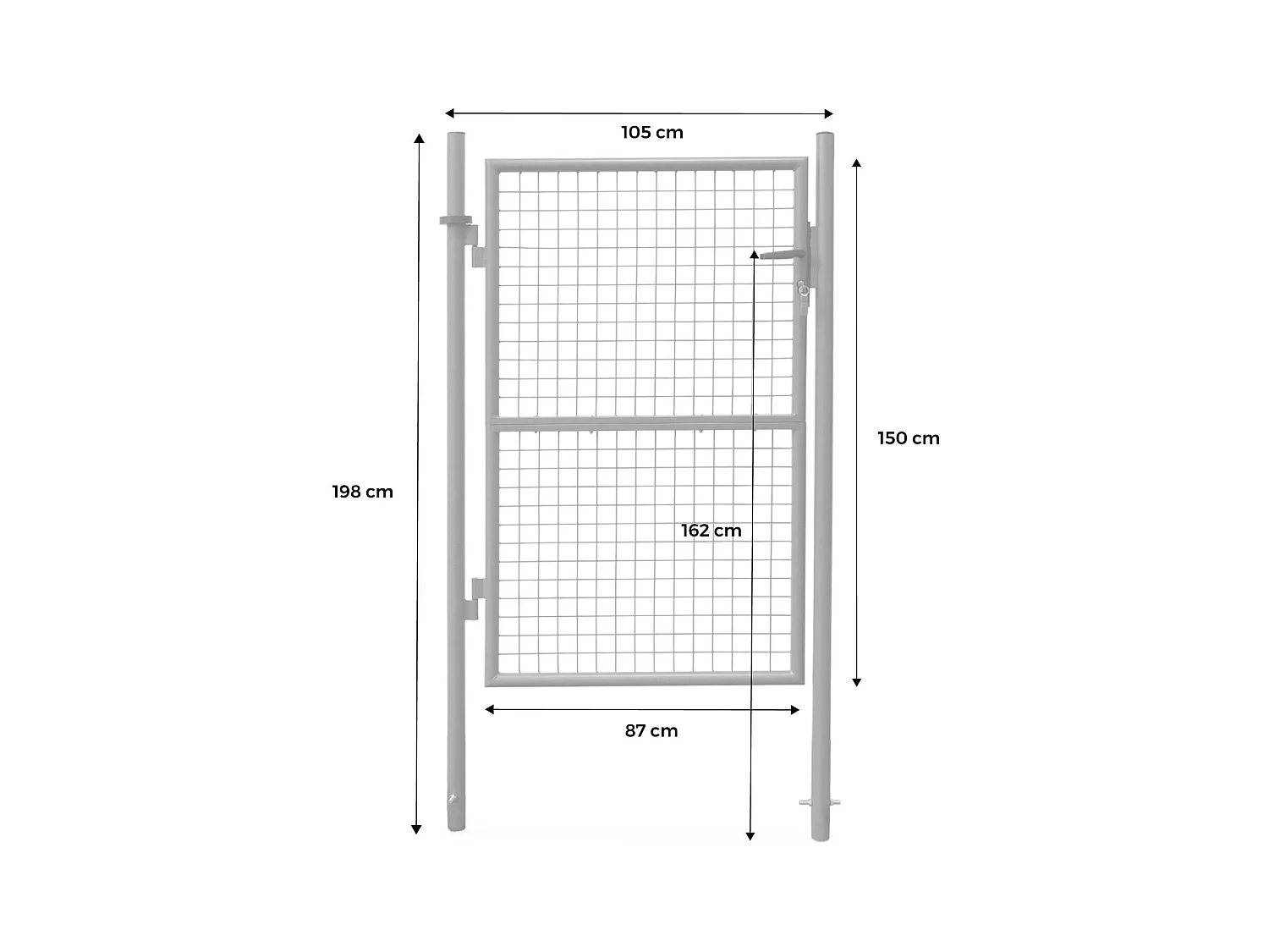 Cancello da giardino in metallo con serratura e maniglia, verde