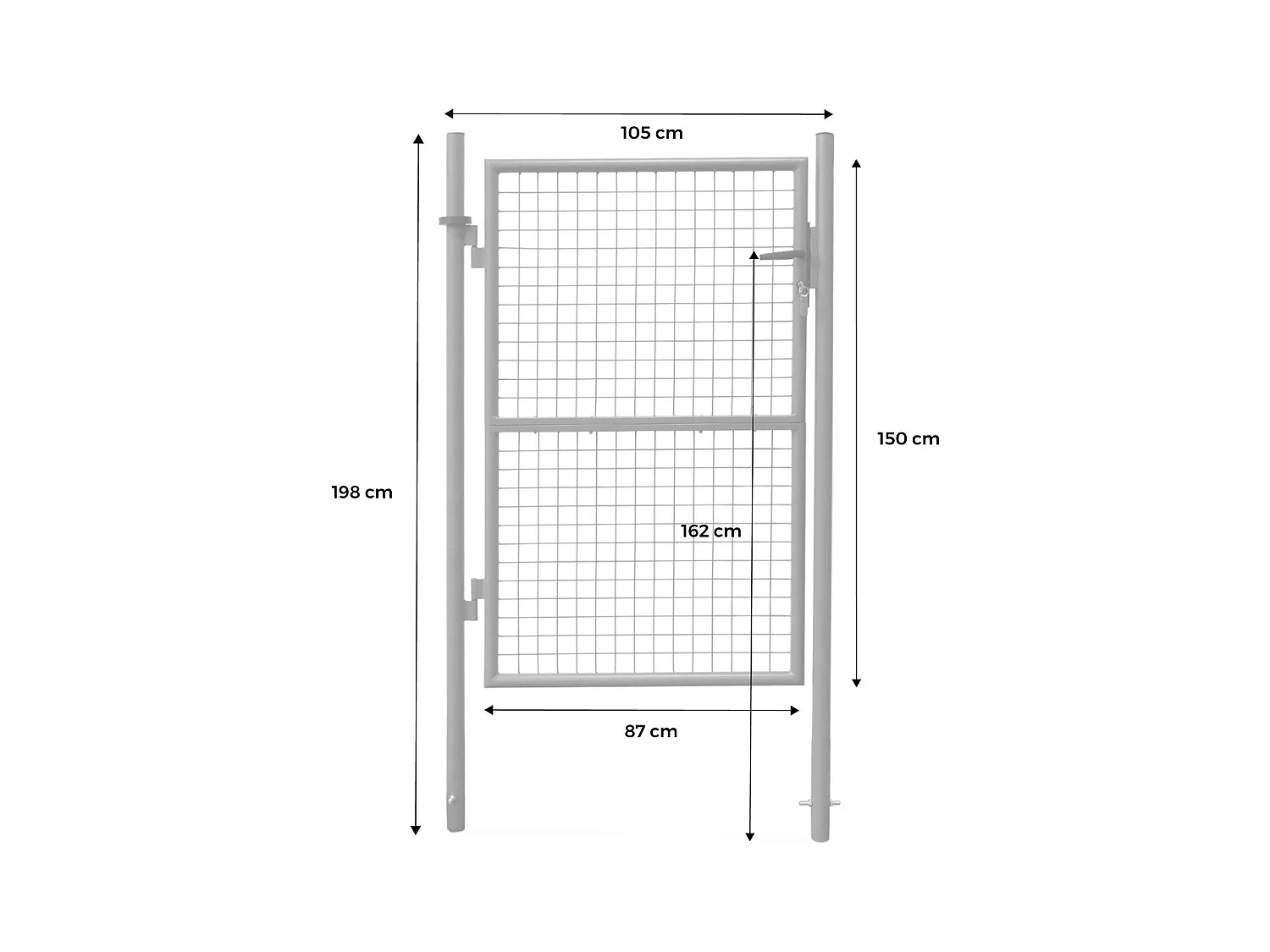 Cancello da giardino in metallo con serratura e maniglia, verde