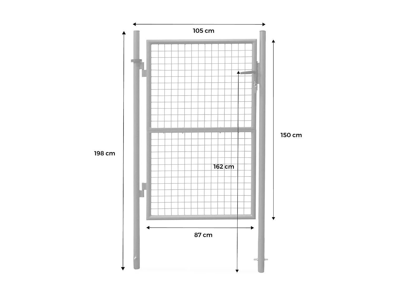 Cancello da giardino in metallo con serratura e maniglia, verde