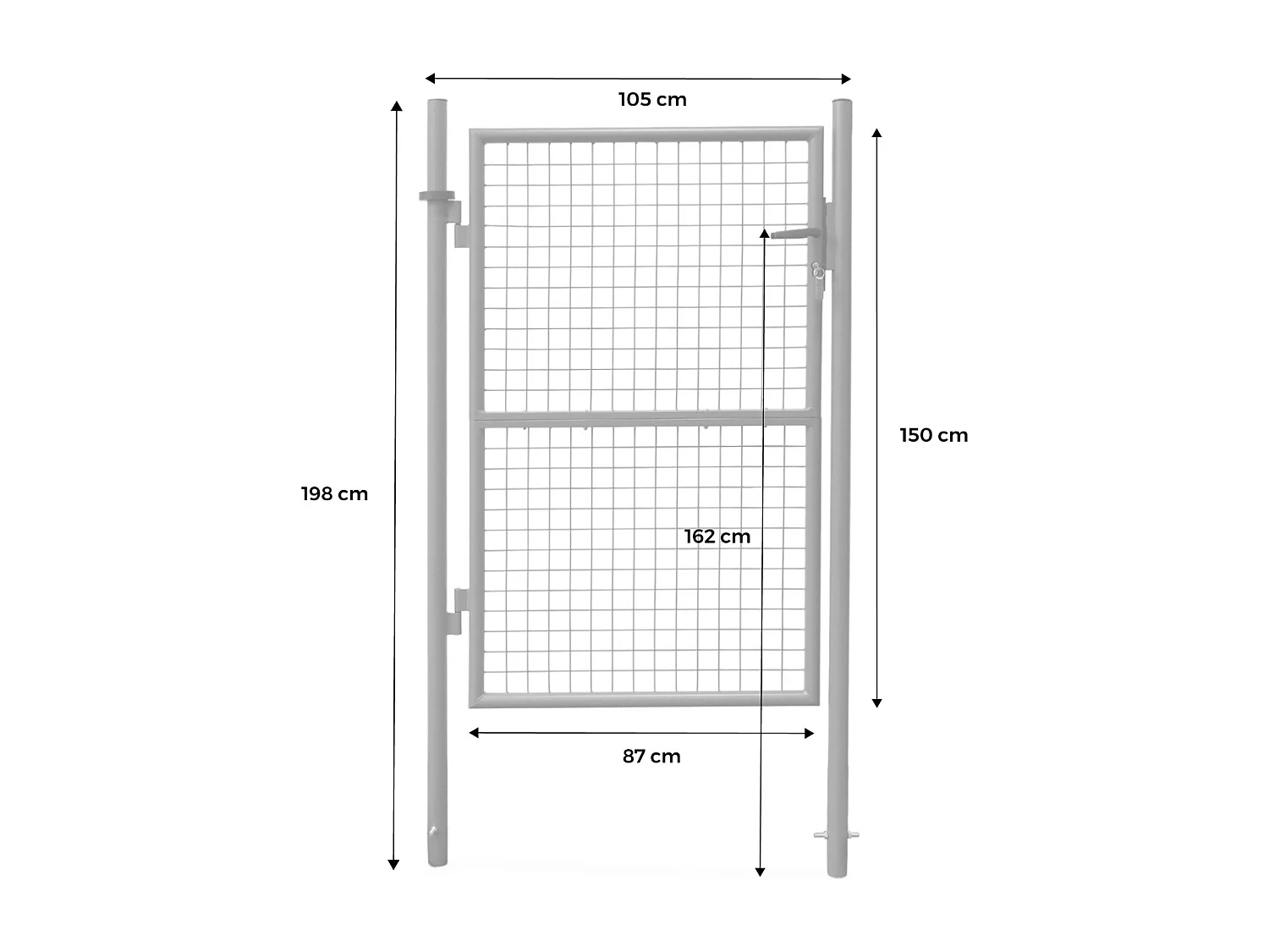 Cancello da giardino in metallo con serratura e maniglia, verde