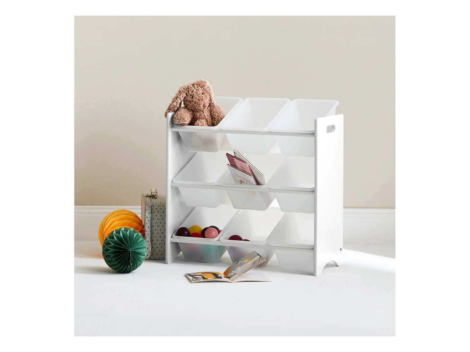 Lot de 2 meubles de rangement pour enfant blanc. 18 casiers. 64x29.5x60cm