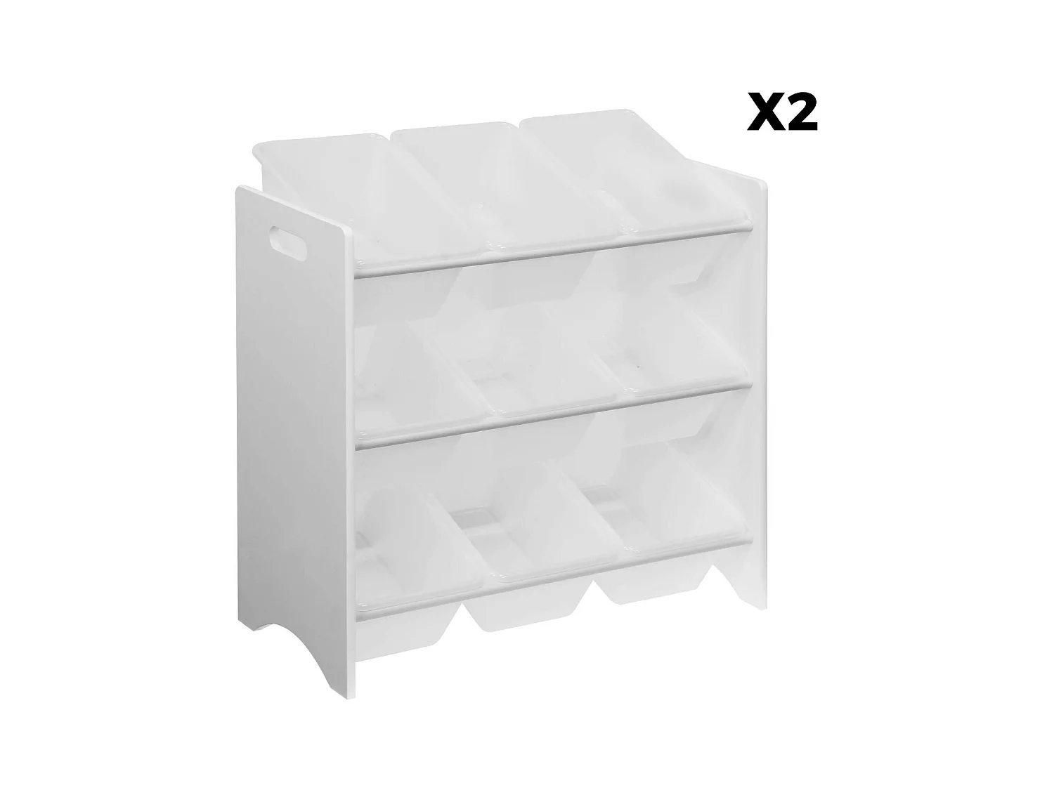 Lot de 2 meubles de rangement pour enfant blanc. 18 casiers. 64x29.5x60cm