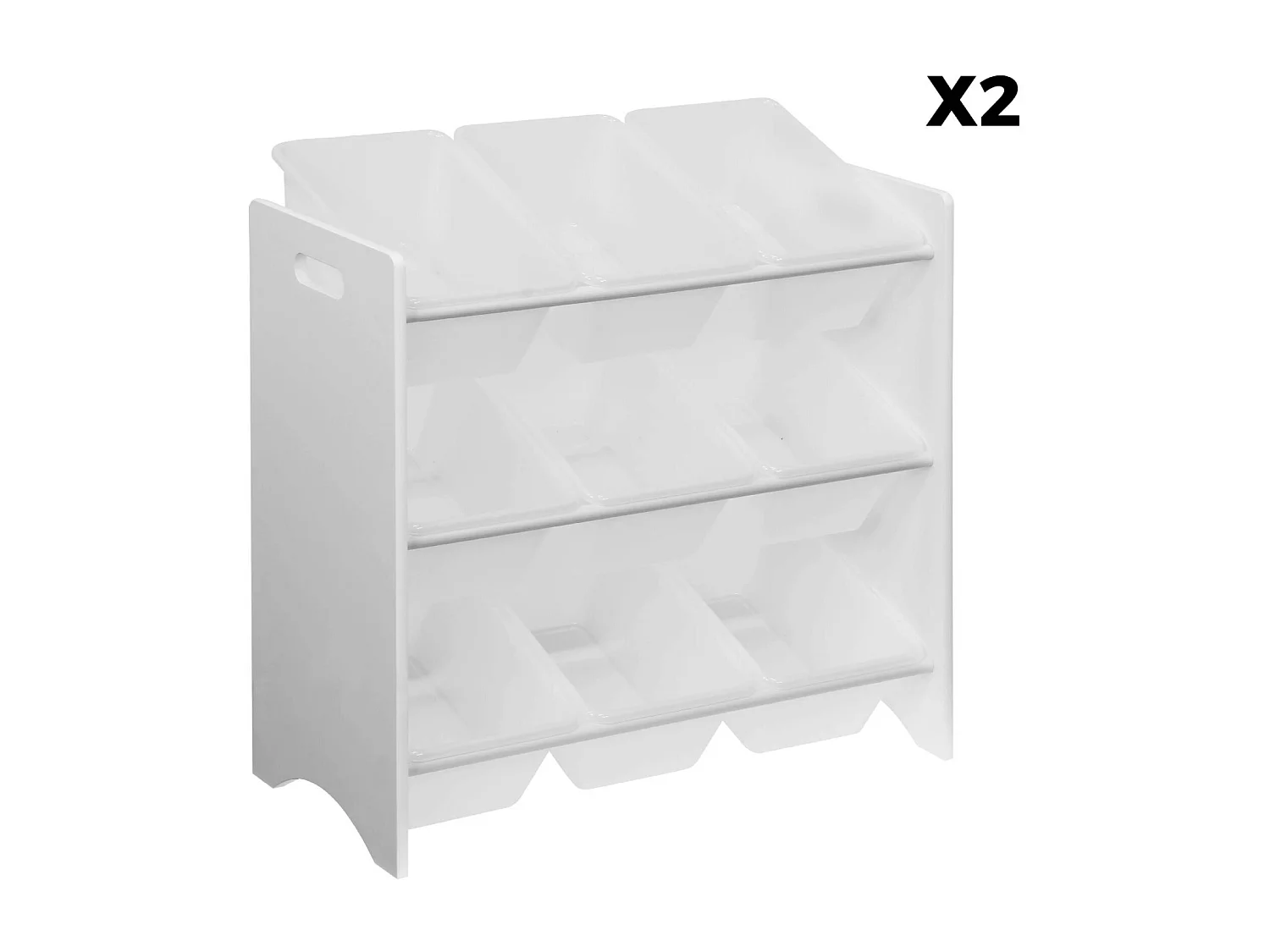 Lot de 2 meubles de rangement pour enfant blanc. 18 casiers. 64x29.5x60cm