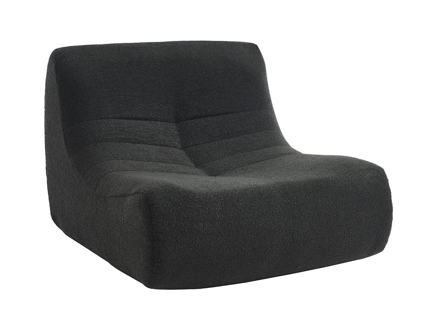 Fauteuil chauffeuse en bouclette texturée noir style contemporain 1 place