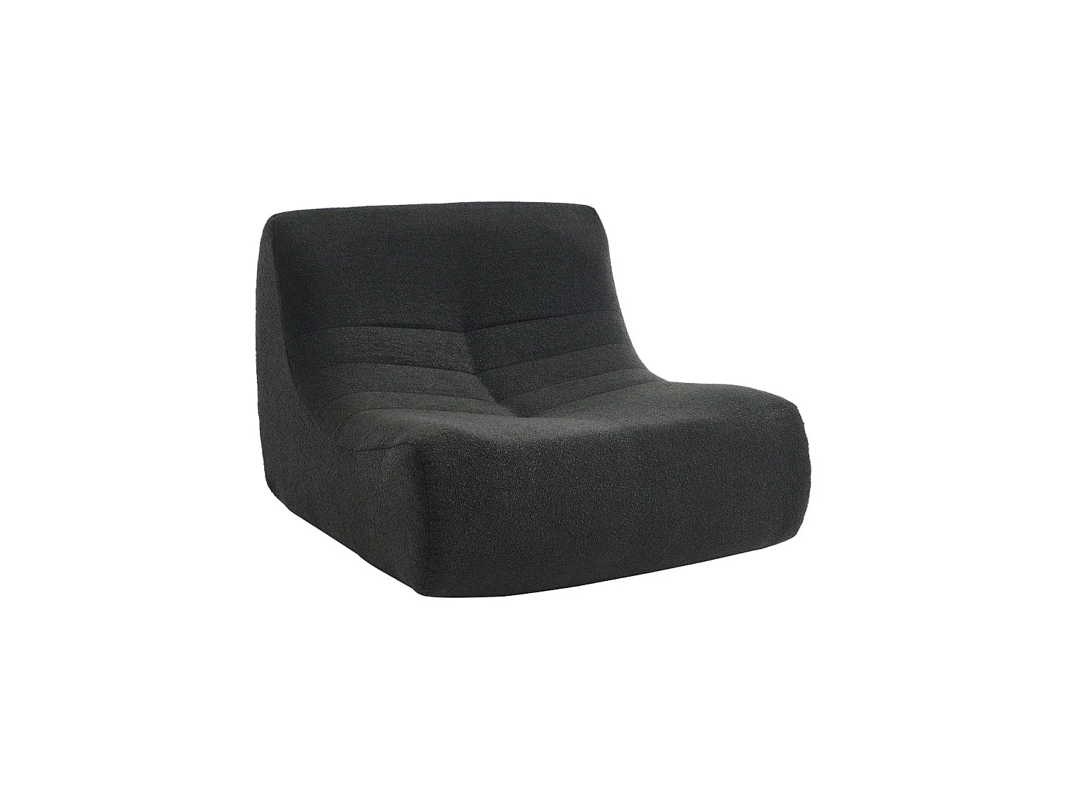 Fauteuil chauffeuse en bouclette texturée noir style contemporain 1 place