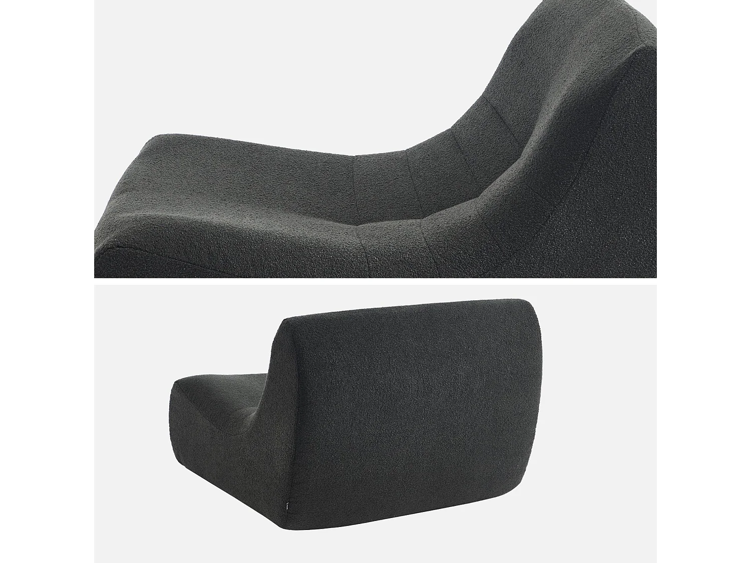 Fauteuil chauffeuse en bouclette texturée noir style contemporain 1 place