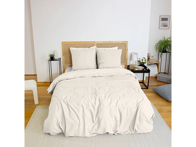 Set biancheria da letto reversibile, motivo spina di pesce, crema, 2