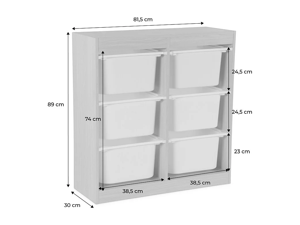 Meuble de rangement enfant 6 bacs de rangement en plastique moutarde taupe - Sora