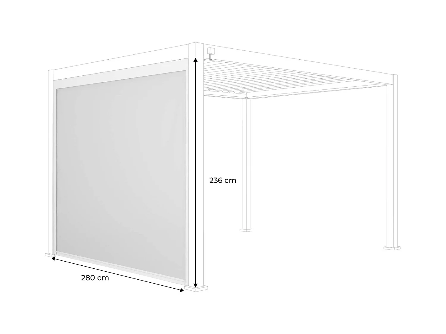Store blanc pour pergola bioclimatique – Triomphe – 3m. aluminium et textilène