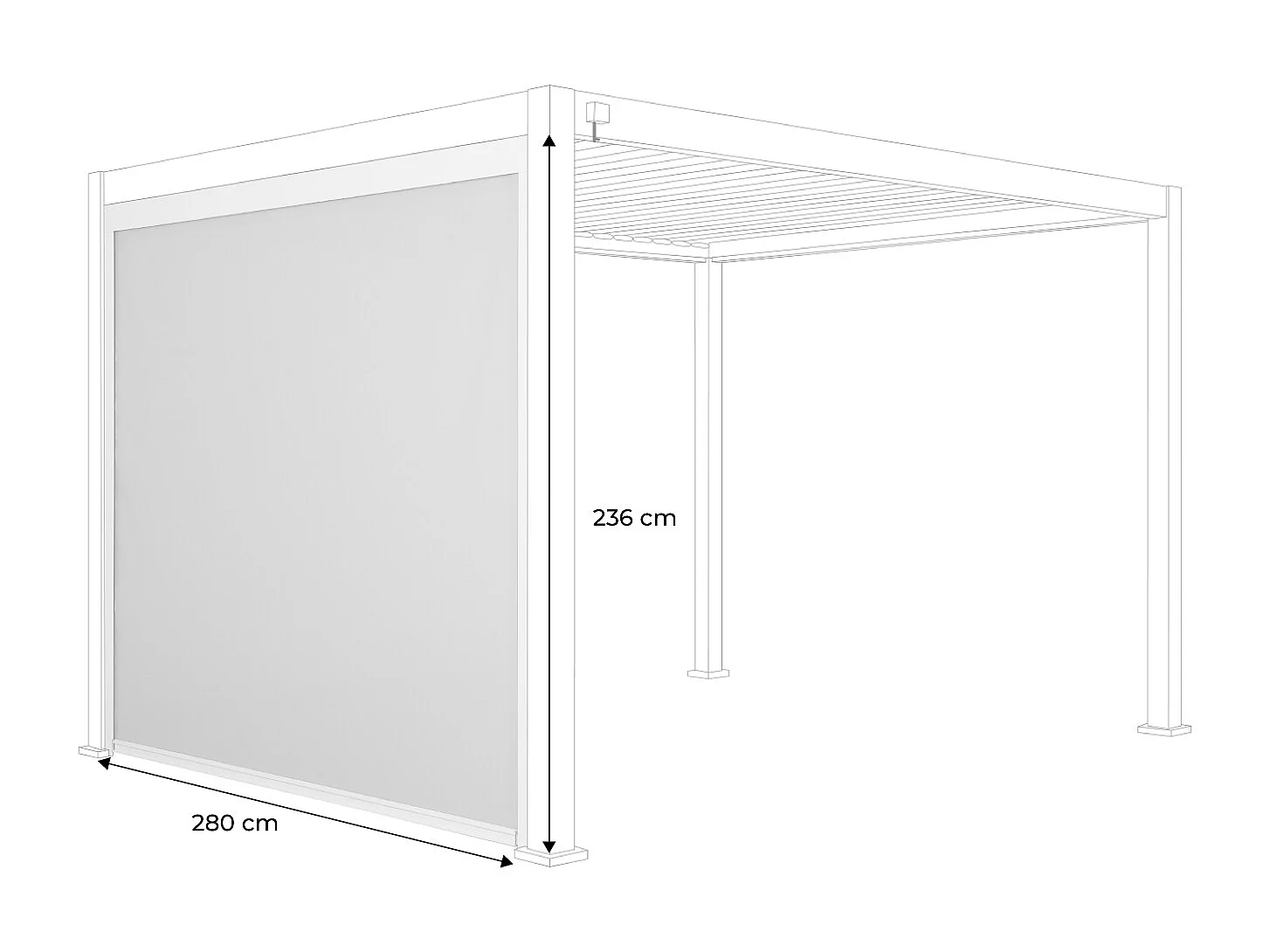 Store blanc pour pergola bioclimatique – Triomphe – 3m. aluminium et textilène