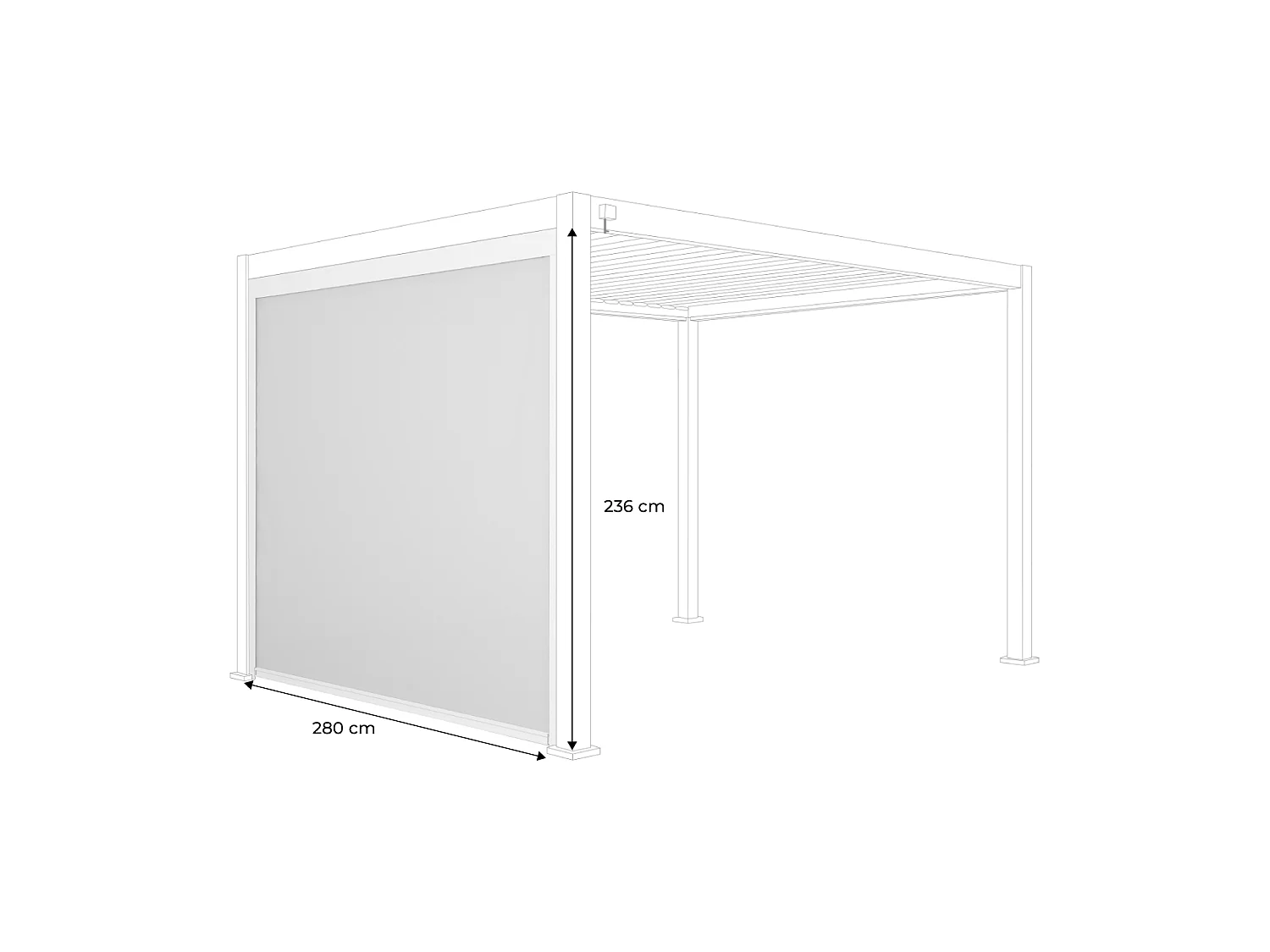 tenda laterale avvolgibile alluminio e textilene per pergola, 3m,