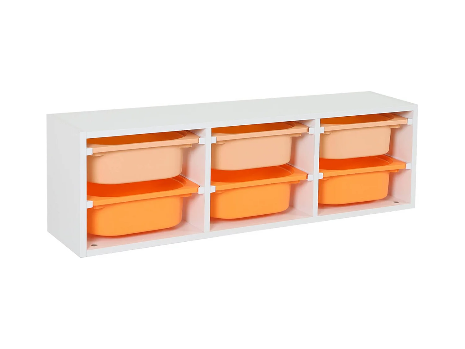 Meuble de rangement pour enfant. 6 bacs en plastique orange pêche - Sora