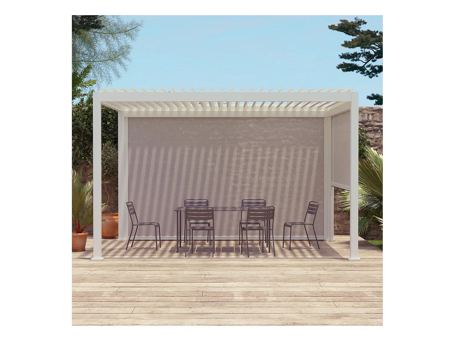 Tenda laterale 4m per pergola triomphe 3x4m, bianco