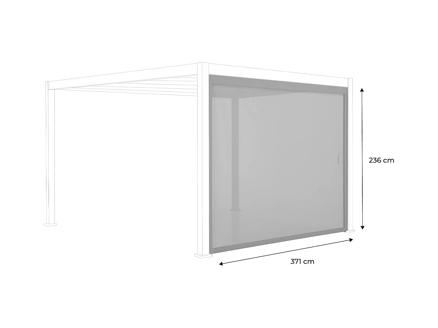 Tenda laterale 4m per pergola triomphe 3x4m, bianco
