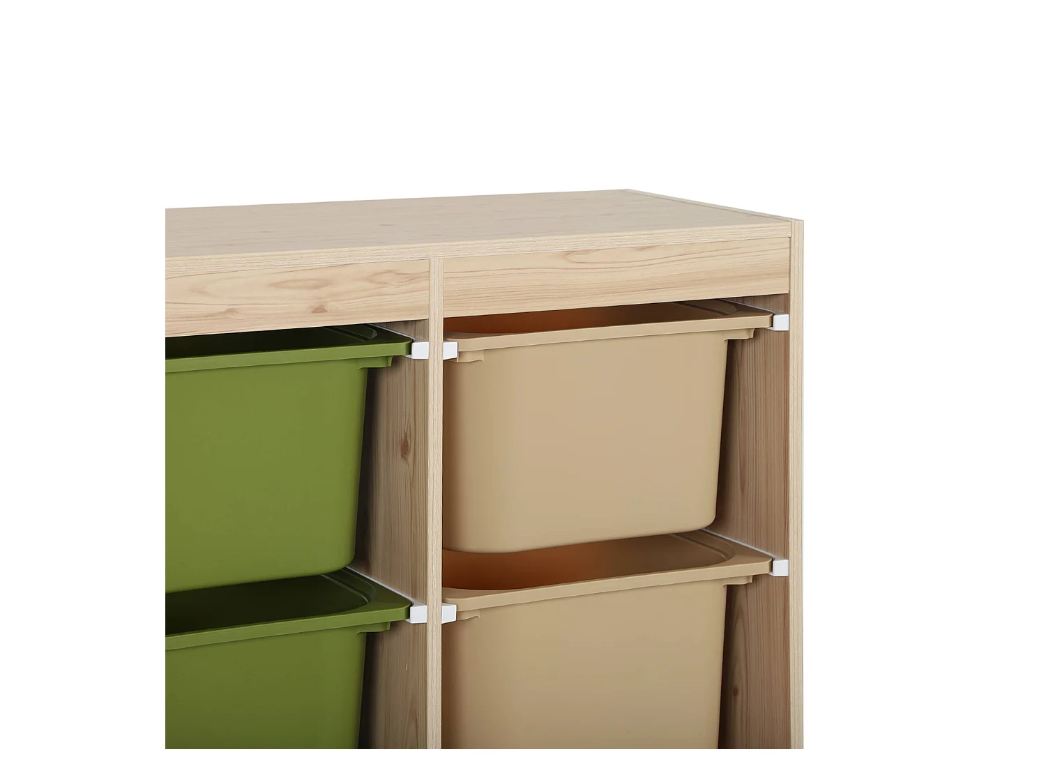 Meuble de rangement enfant 6 bacs de rangement en plastique vert olive taupe - Sora
