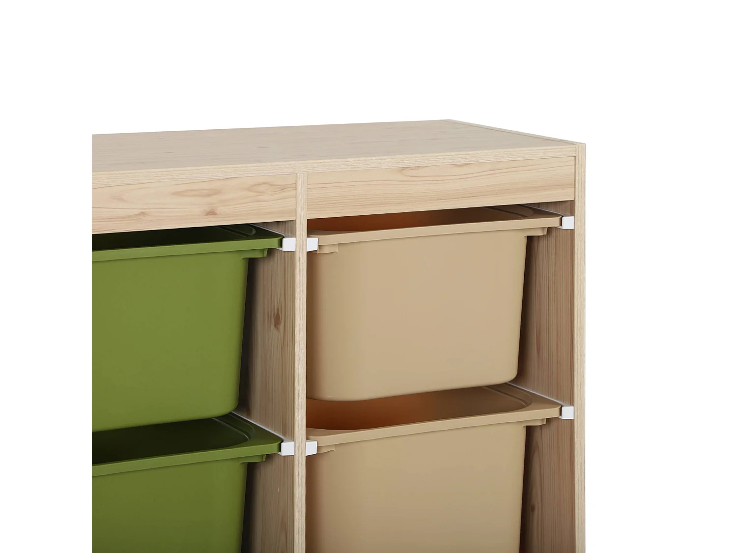 Meuble de rangement enfant 6 bacs de rangement en plastique vert olive taupe - Sora
