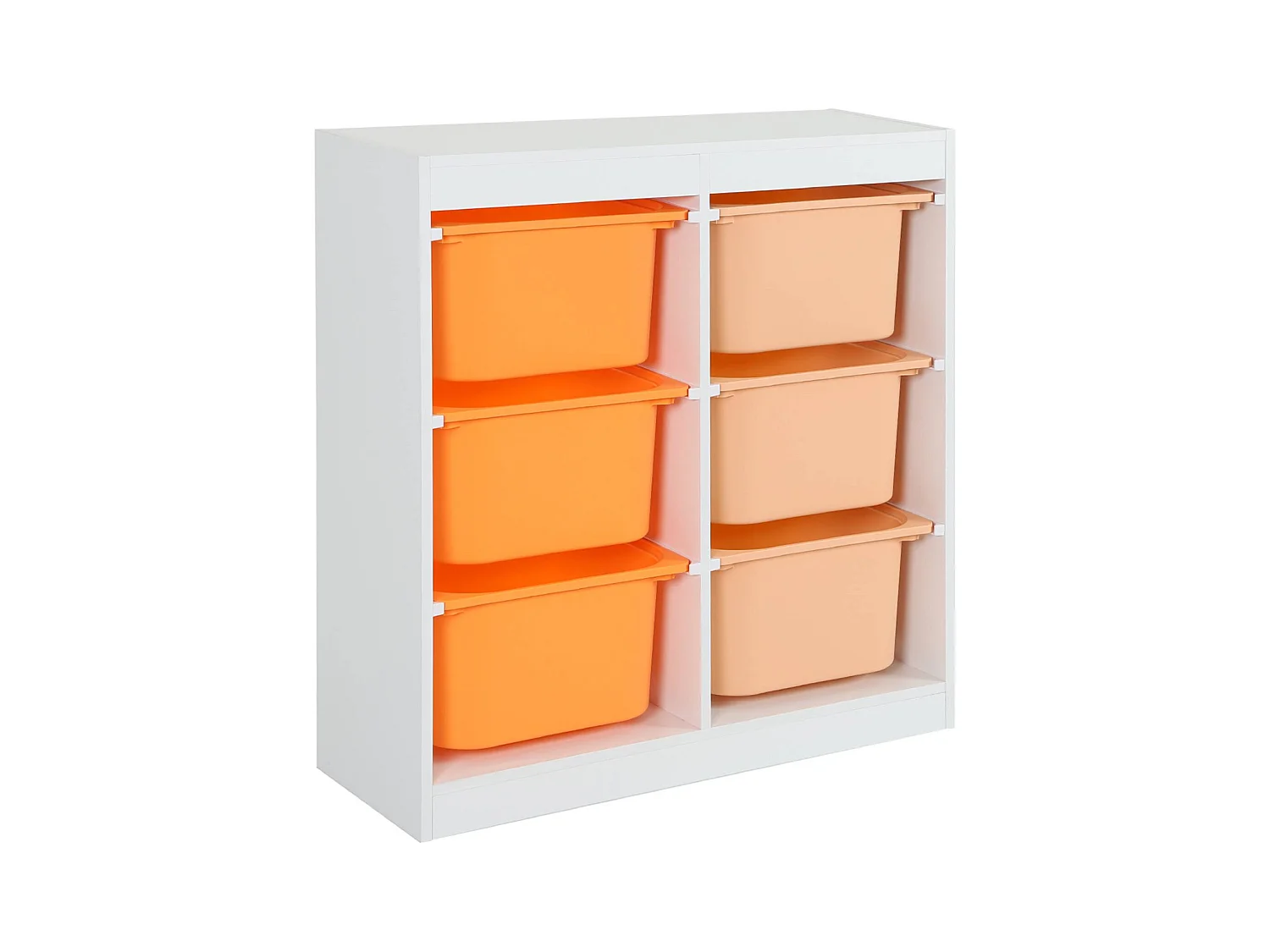 Meuble de rangement enfant 6 bacs de rangement en plastique orange pêche - Sora