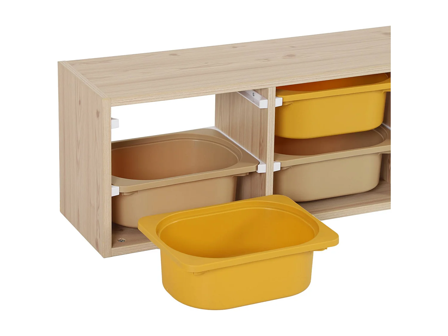 Mueble de almacenamiento infantil horizontal, 6 cajas coloridas